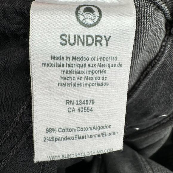 Sundry Straight Leg Animal Print Stripe Jeans Women's 31 Gray Button Fly - Picture 10 of 13